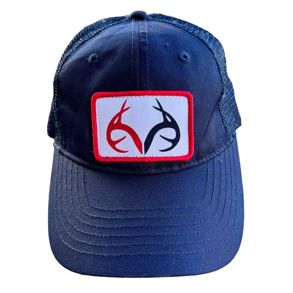 Realtree Trucker Hat Adult Snapback Blue Logo Mesh Camo Hunting Outdoors